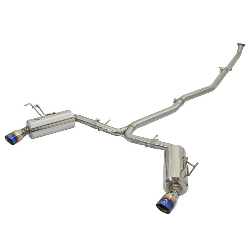 aFe Takeda 2-1/2 IN to 2-1/4 IN 304 Stainless Steel Cat-Back Dual-Exit Exhaust System w/ Blue Flame Tips – 2016-2021 Honda Civic