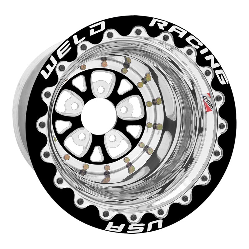 Weld V-Series 15×14 / 5×4.5 BP / 4in. BS Black Center – Black Double Beadlock