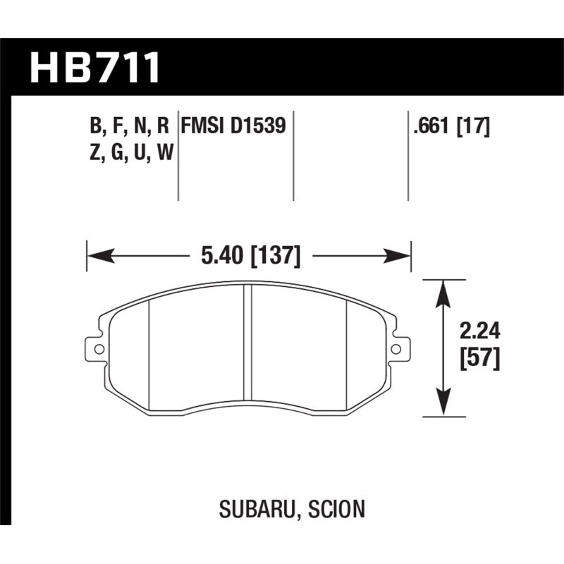 Hawk 13 Subaru BRZ / 13 Scion FR-S HPS Front Street Brake Pads