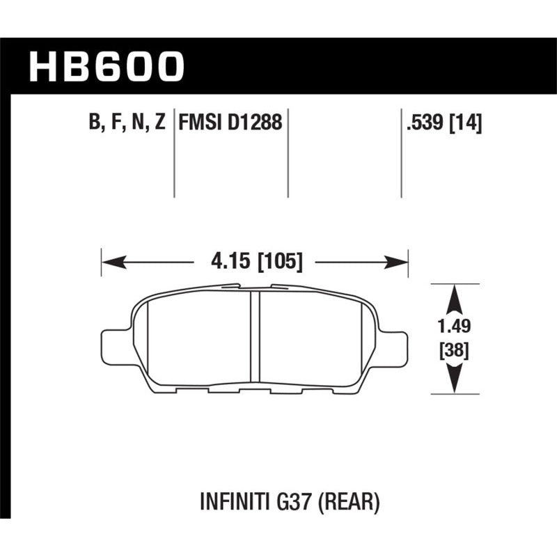 Hawk 2008-2009 Infiniti EX35 Journey HPS 5.0 Rear Brake Pads