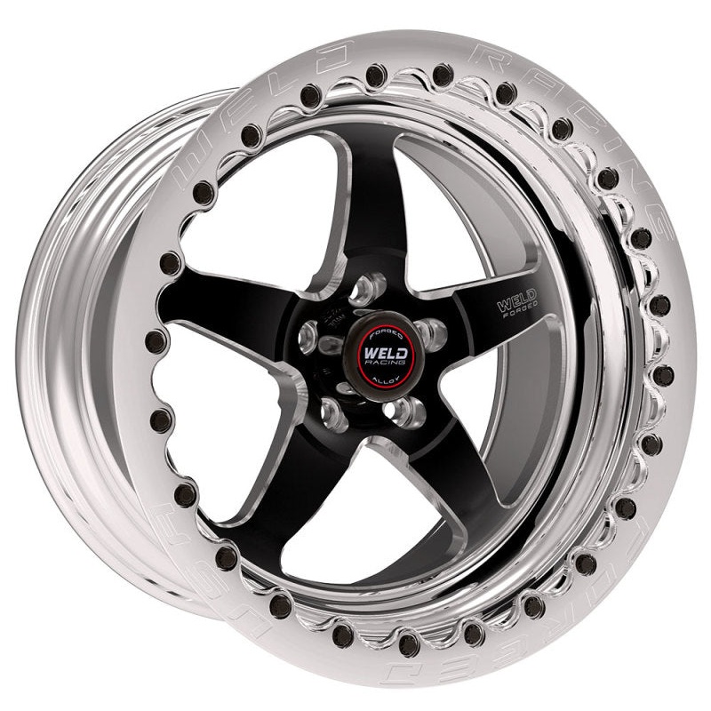Weld S71 17×12 / 5×4.5 BP / 4.8in. BS Black Wheel (Medium Pad) – Polished Single Beadlock MT