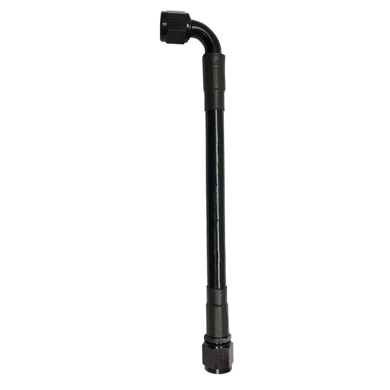 Fragola -6AN Ext Black PTFE Hose Assembly Straight x 90 Degree 42in
