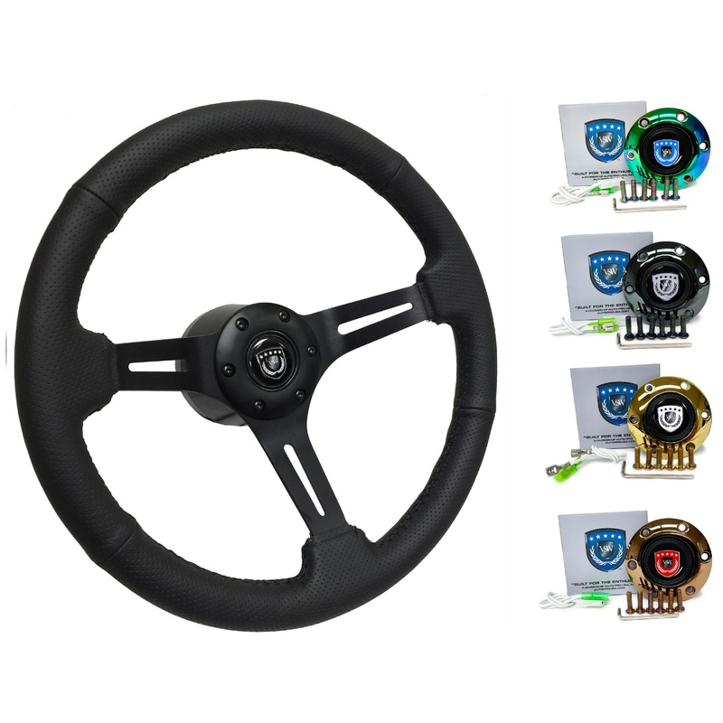 1990+ Nissan 200SX Steering Wheel Kit | Perforated Black Leather | ST3586BLK