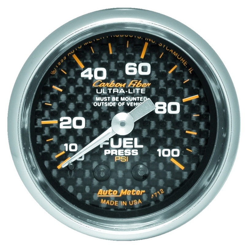 Autometer Carbon Fiber Fuel Pressure Gauge Mechanical 52mm Universal | 4712