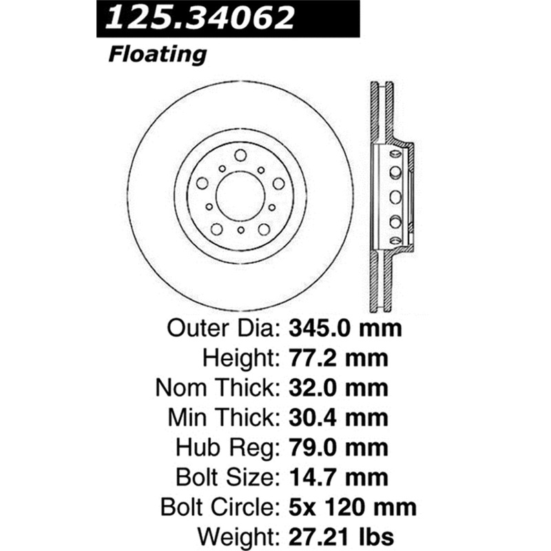 Stoptech 00-03 BMW M5 (E39) Front Left Premium High-Carbon Cryo Rotor