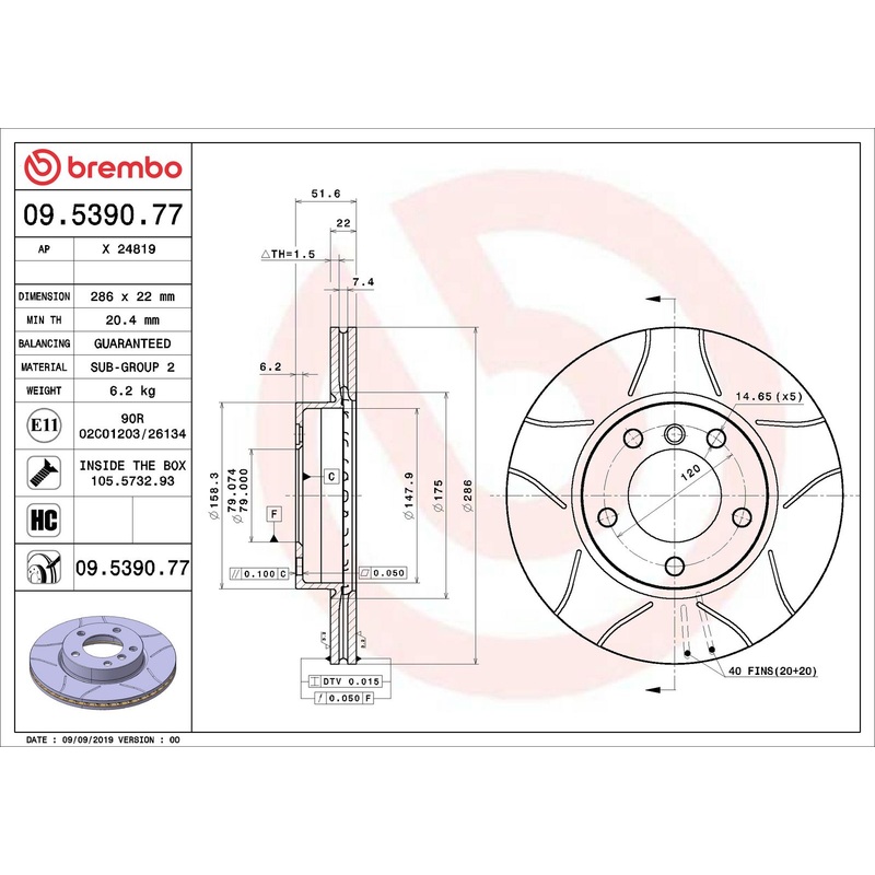 XTRA Max Slotted Front Disc Brake Rotor – 09.5390.77