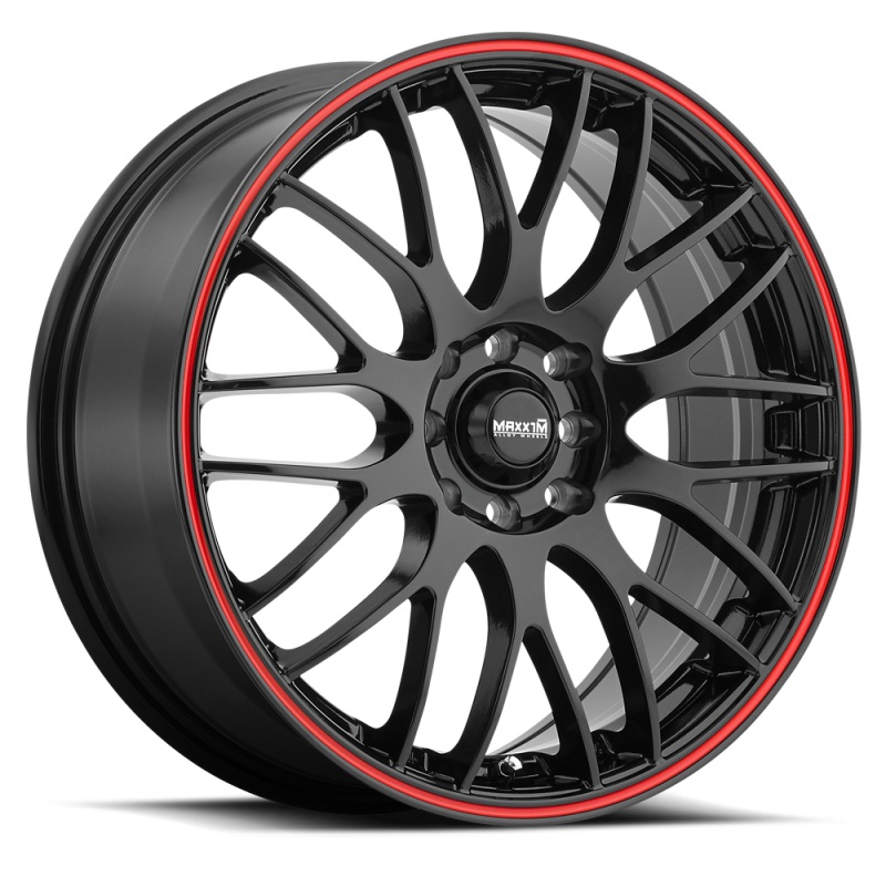 Maxxim Maze 15×6.5 8×100/114.3 ET38 Black/Red Stripe