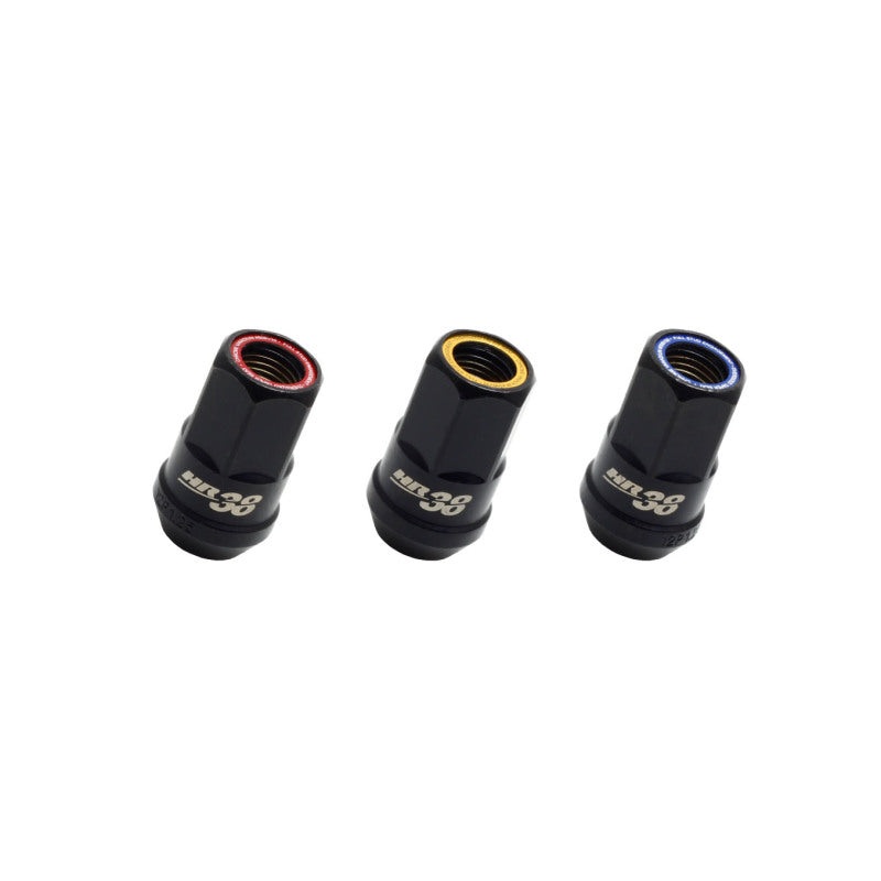 Wheel Mate Muteki HR38 Open End Lug Nuts 12×1.25 Black Chrome / Blue Ring