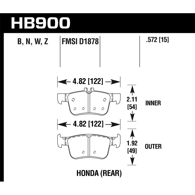 Hawk 16-19 Honda Civic DTC-30 Race Rear Brake Pads