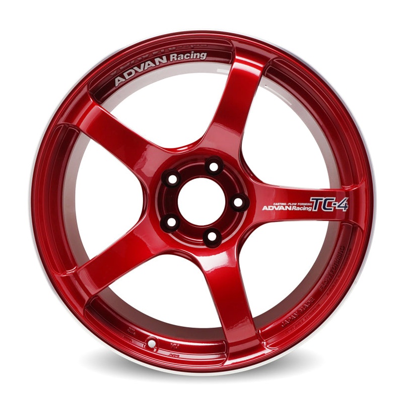 Advan TC4 18×8 +47 5-100 Racing Candy Red & Ring Wheel
