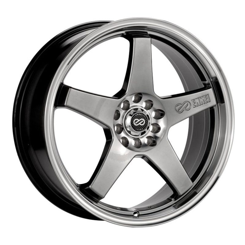 Enkei EV5 17×7 5×100/114.3 45mm Offset 72.6 Bolt Diameter Hyper Black w/ Machined Lip Wheel