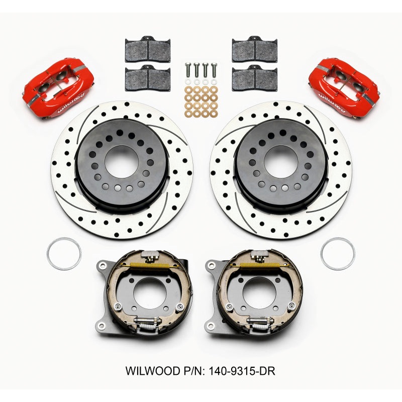 Wilwood Forged Dynalite P/S Park Brake Kit Drilled Red 12 Bolt 2.75in offset Staggered Shock