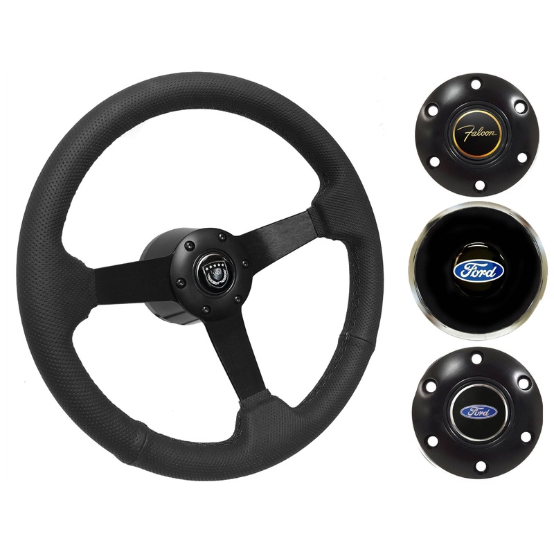 1965-69 Ford Falcon Steering Wheel Kit | Perforated Black Leather | ST3602BLK