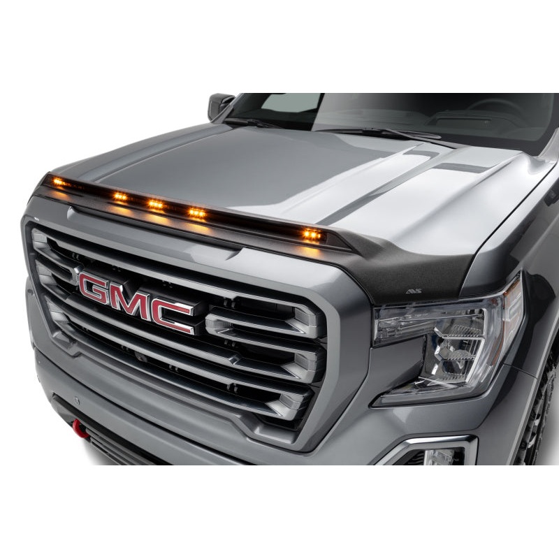 AVS 19-22 GMC Sierra 1500 Aeroskin Low Profile Hood Shield w/ Lights – Black