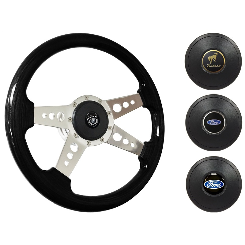 1975-77 Ford Bronco Steering Wheel Kit | Black Ash Wood | ST3081