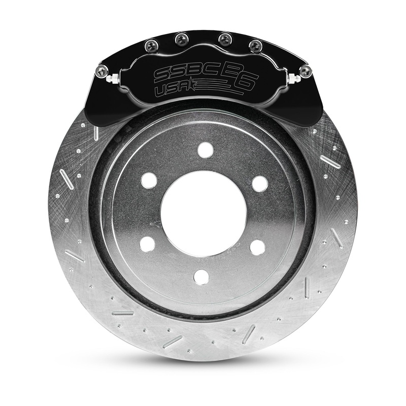 American Made B6-Brawler 6 Piston Direct Fit Billet Aluminum Rear Disc Brake Kit W/DS Rotors. Black A414-31BLK-DS