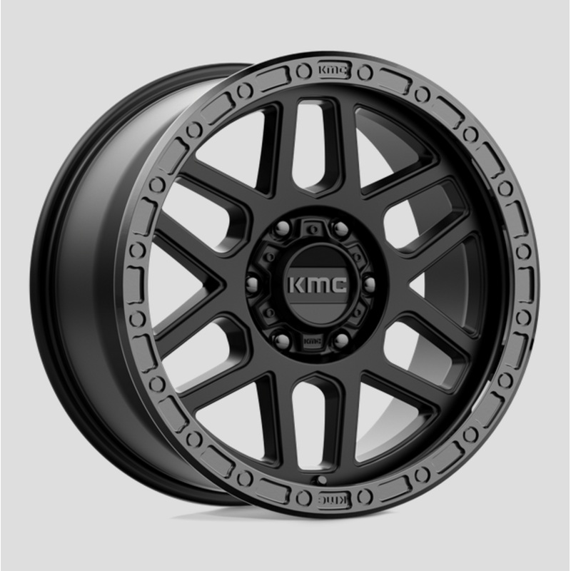 17×9.0 KMC Mesa KM544 Satin Black w/Gloss Black Lip