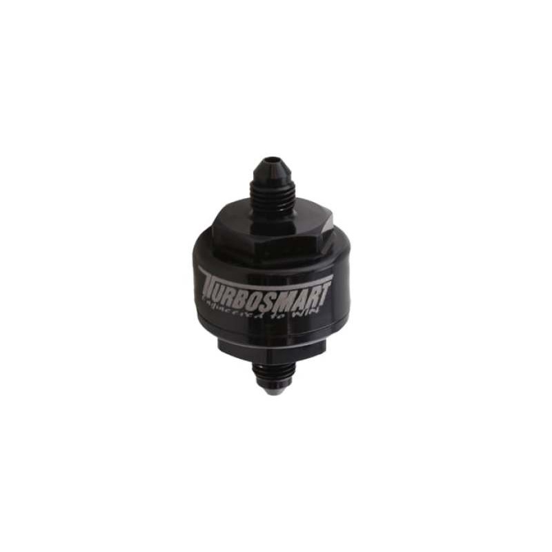 Turbosmart Billet Turbo Oil Feed Filter w/44 Micron Pleated Disc -4AN Male Inlet – Black