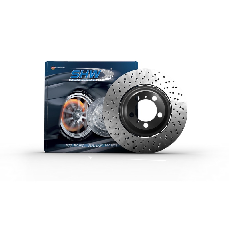 SHW 14-18 Audi RS7 4.0L Rear Cross-Drilled Lightweight Wavy Brake Rotor