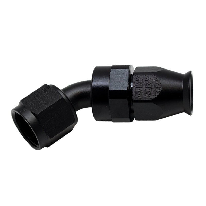 DeatschWerks 8AN Female Swivel 45-Degree Hose End PTFE (Incl 1 Olive Insert) – Anodized Matte Black