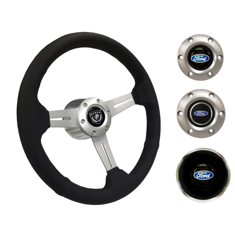 1970-76 Ford Torino Steering Wheel Kit | Perforated Leather | ST3587BLK-BLK