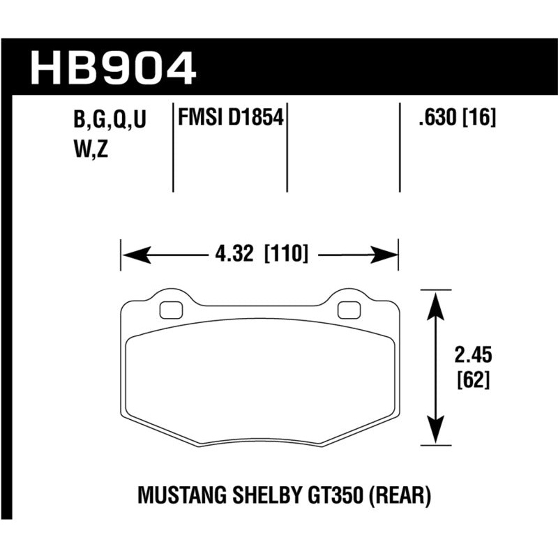 Hawk 15-17 Ford Mustang DTC-60 Compound Rear Brake Pads