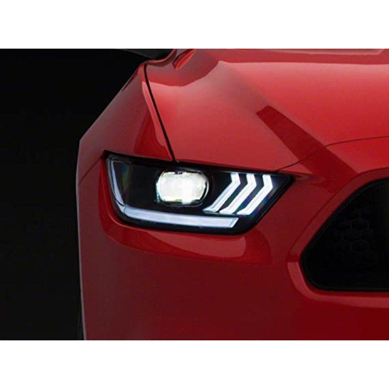 Raxiom 15-17 Ford Mustang Projector Headlights OEM HID Bulbs- Black Housing (Clear Lens)