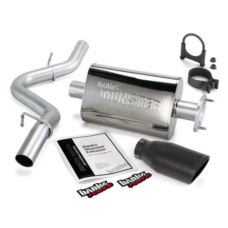 Banks Power 00-03 Jeep 2.5/4.0L Wrangler w/ 2-Bolt Cat Monster Exh Sys – SS Single Exh w/ Blk Tip