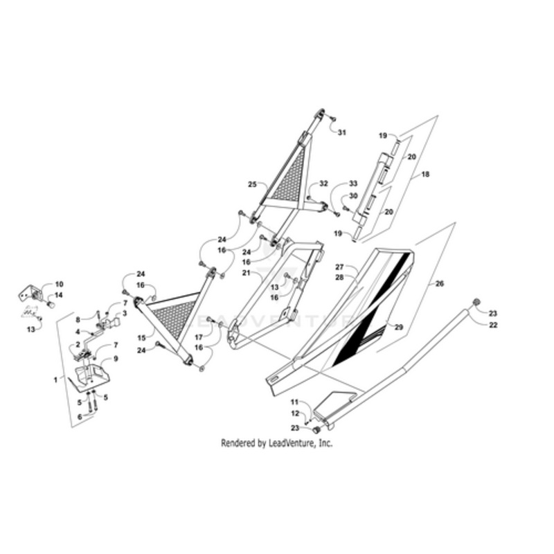 Door Panel W/ Decals-Vb-Rear-Right(Wc4 X) (Inc. 27-29) by Arctic Cat