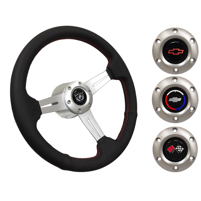 1967 Corvette Steering Wheel Kit | Perforated Leather | ST3587BLK-RED