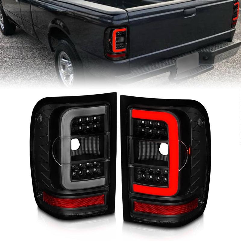 ANZO 01-11 Ford Ranger LED Taillights – Black Housing w/ Smoke Lens & Light Bar
