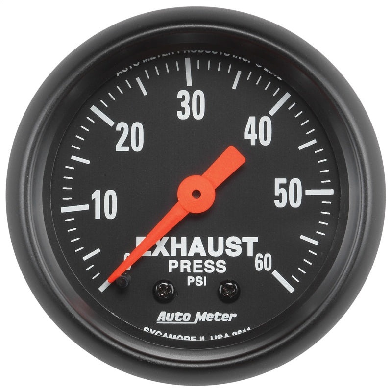 Autometer Z Series 52mm 0-60 PSI Mechanical Exhaust Gas Pressure Gauge Universal | 2611