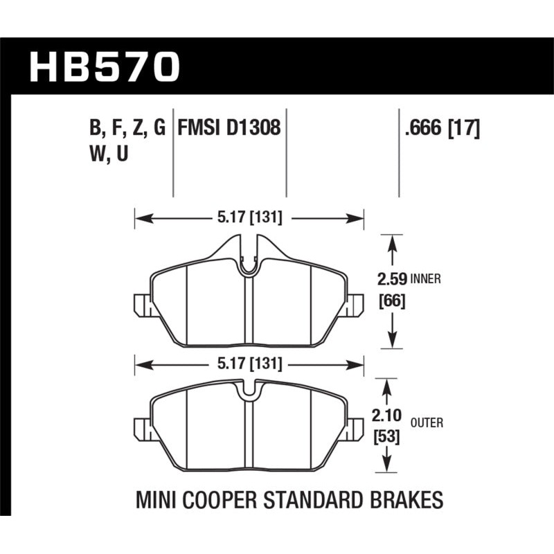 Hawk 07-15 Mini Cooper DTC-30 Race Front Brake Pads
