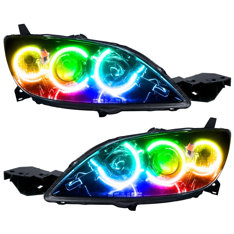 Oracle Pre-Assembled Halo Headlights Hatchback / Halogen Style SMD ColorSHIFT No Controller Mazda 3 2004-2009 | orl7086-334