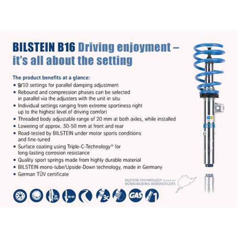 Bilstein B16 (DampTronic) 2015-2018 BMW M3/M4 F80/F82 Front & Rear Performance Suspension System