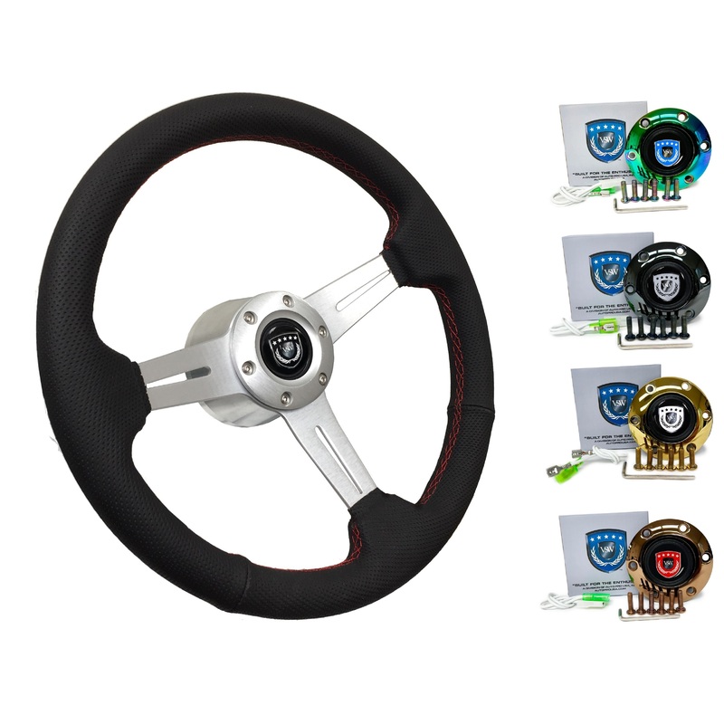2012+ Subaru BRZ Steering Wheel Kit | Perforated Leather | ST3587BLK-RED