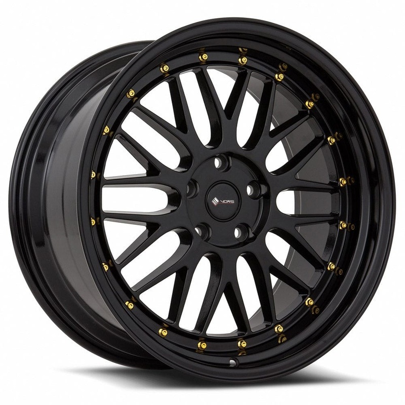 VORS VR8 20″ 5×110 All Black Gold Rivet