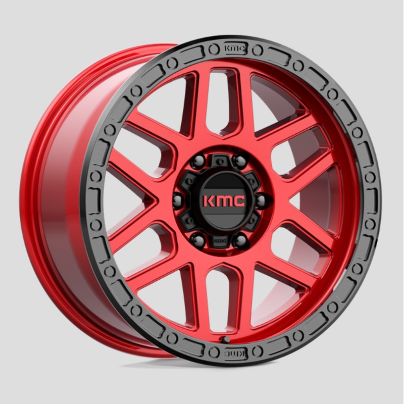 17×8.5 KMC Mesa KM544 Candy Red w/Black Lip