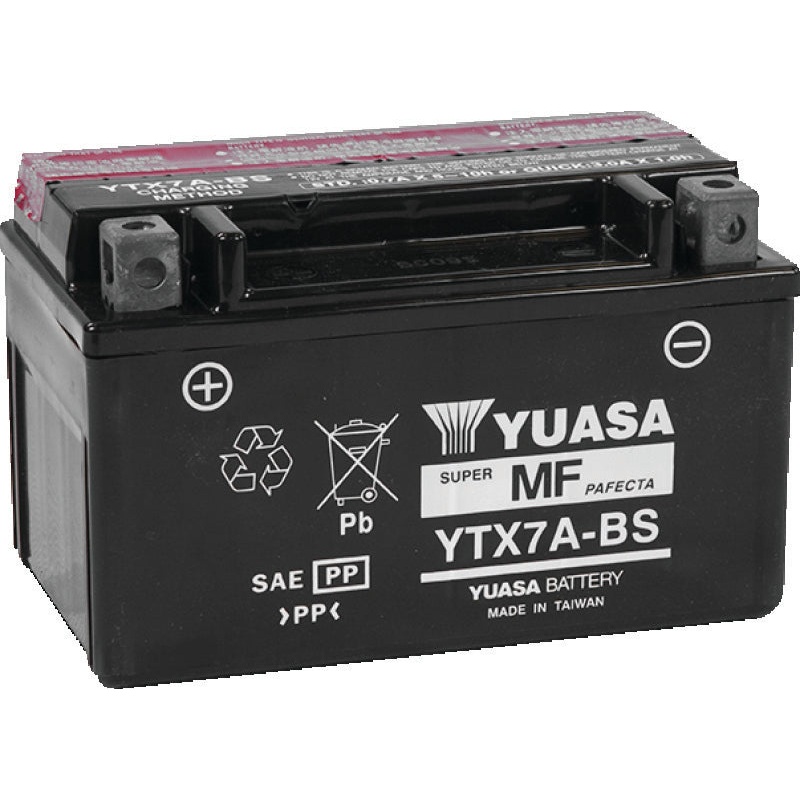 Yuasa YTX7A-BS Maintenance Free AGM 12-Volt Battery w/Bottle