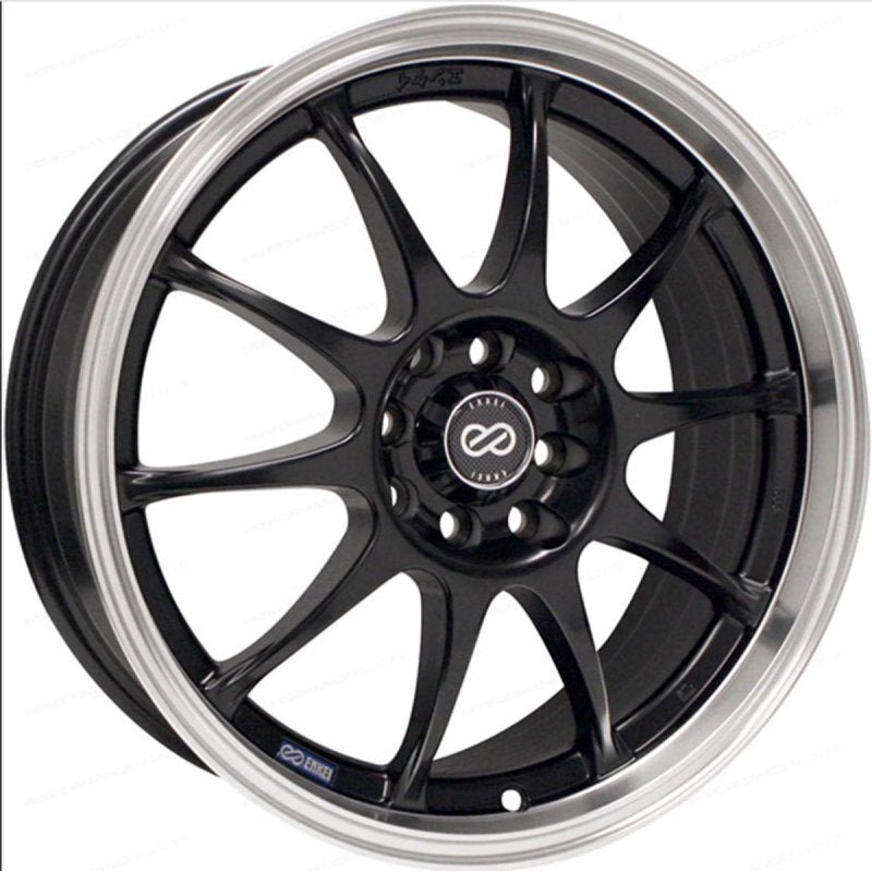 16×7.0 Enkei J10 4×100/108 42mm Offset 72.62mm Bore Dia Matte Black w/ Machined Lip Wheel