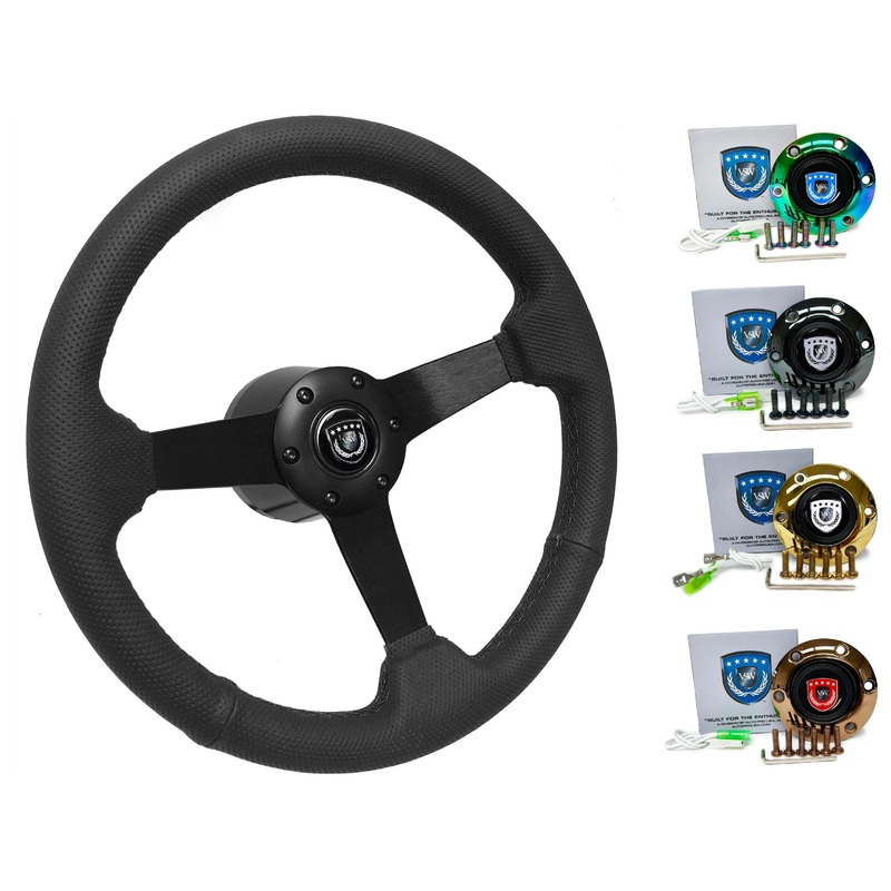 2000+ Porsche Cayman Steering Wheel Kit | Perforated Black Leather | ST3602BLK