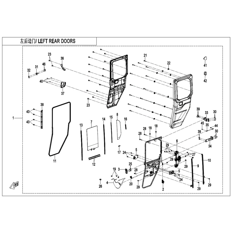 Rear Door Window Glass Front Vert Seal LH by CF Moto
