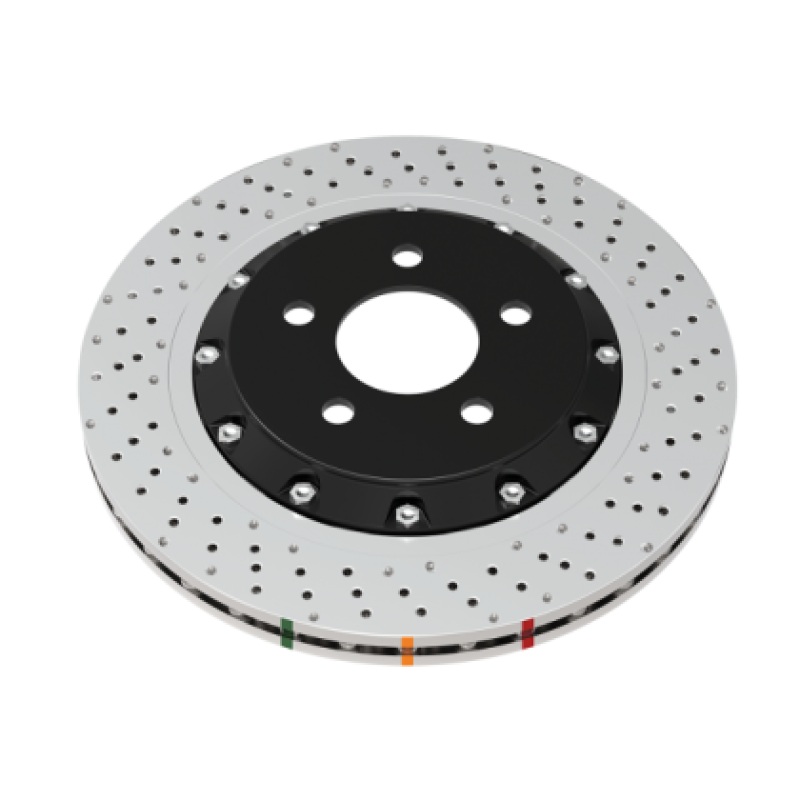 DBA 2022+ Volkswagen Golf R Mk8 5000 Series Cross Drilled & Dimpled 2 Piece Front Brake Rotor