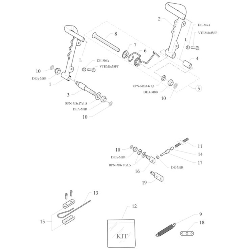 1. 10.7651.00 Birel Brake Pedal Straight L150/12