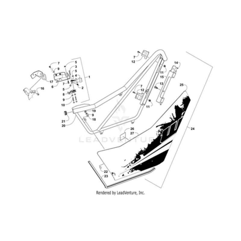Door Panel W/ Warning Decal-18 Psi-Left (Inc. 26) by Arctic Cat
