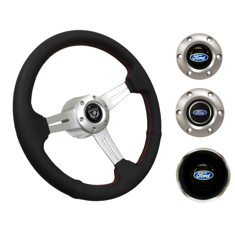 1969, 78-91 Ford Truck Steering Wheel Kit | Perforated Leather | ST3587BLK-RED