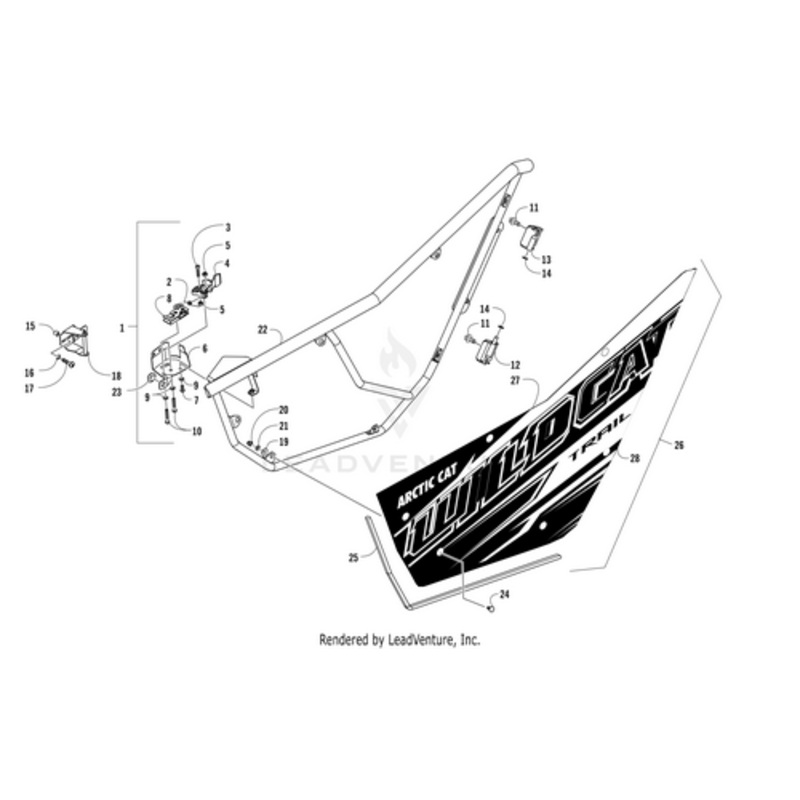 Door Panel W/Decal-Right-Black (Wc Trail Se 17) (Inc. 27-28) by Arctic Cat