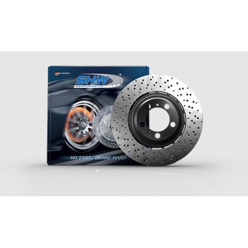 SHW 05-06 BMW M3 3.2L Left Front Cross-Drilled Lightweight Brake Rotor (34112282445)