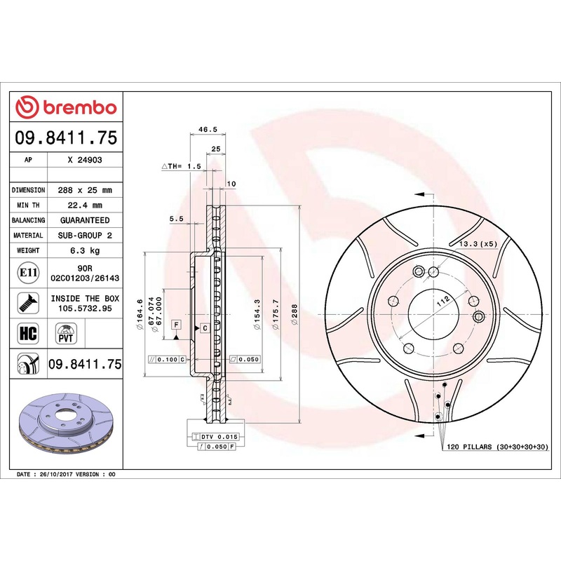XTRA Max Slotted Front Disc Brake Rotor – 09.8411.75