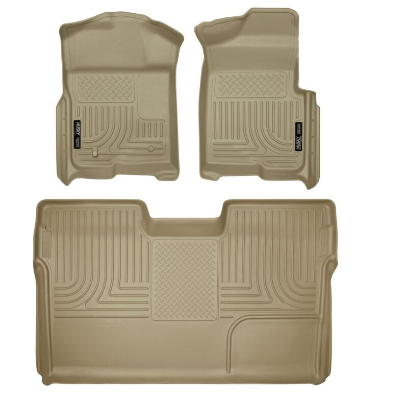 Husky Liners 09-12 Ford F-150 Super Crew Cab WeatherBeater Combo Tan Floor Liners